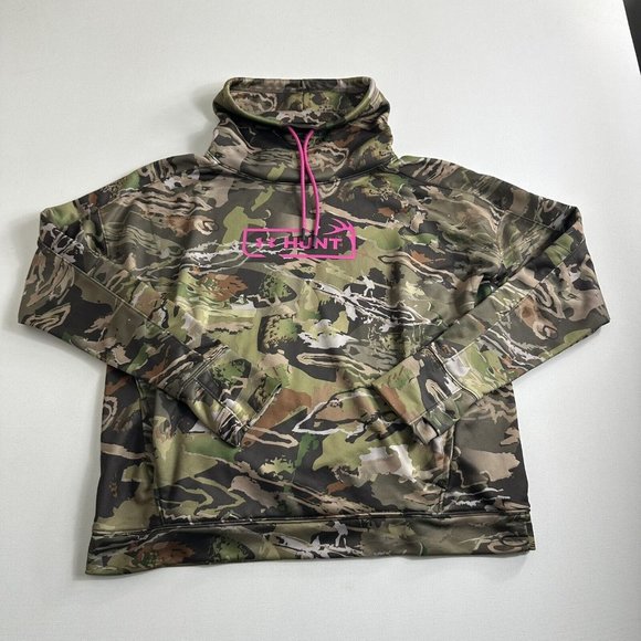 UNDER ARMOUR Tech Sweatshirt‎ Terry Hunt Graphic Funnel Neck Womens Size XL - Picture 1 of 10